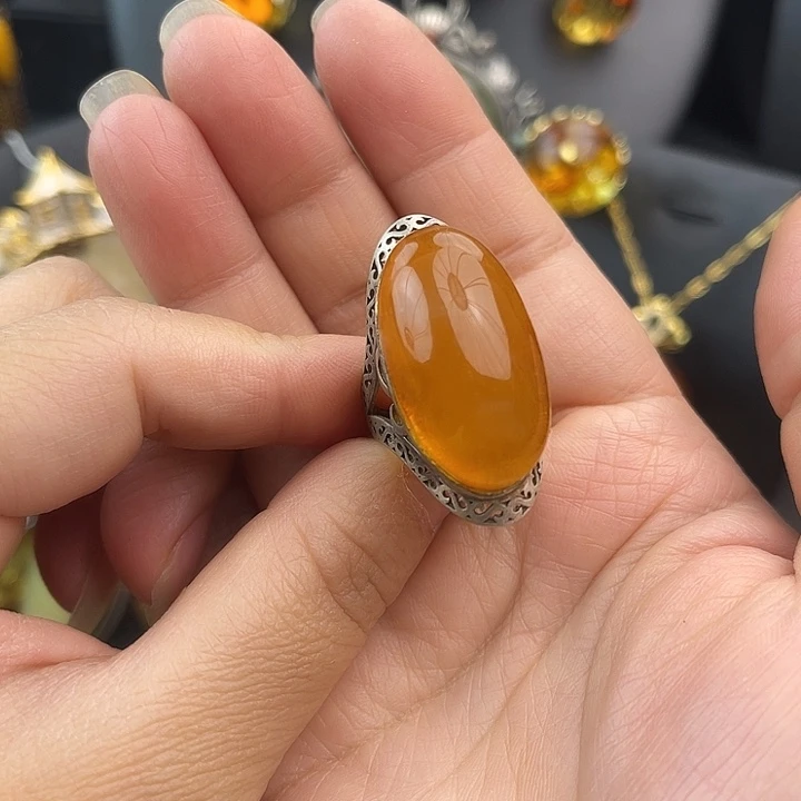 琥珀银S925镶嵌裸石