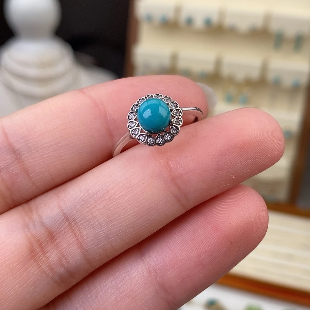 绿松石戒指银S925镶嵌