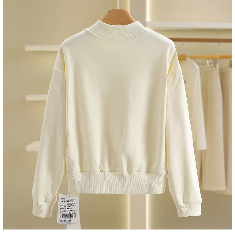 【伍莎-自营】减龄纯色宽松圆领百搭休闲卫衣#YZH48V006