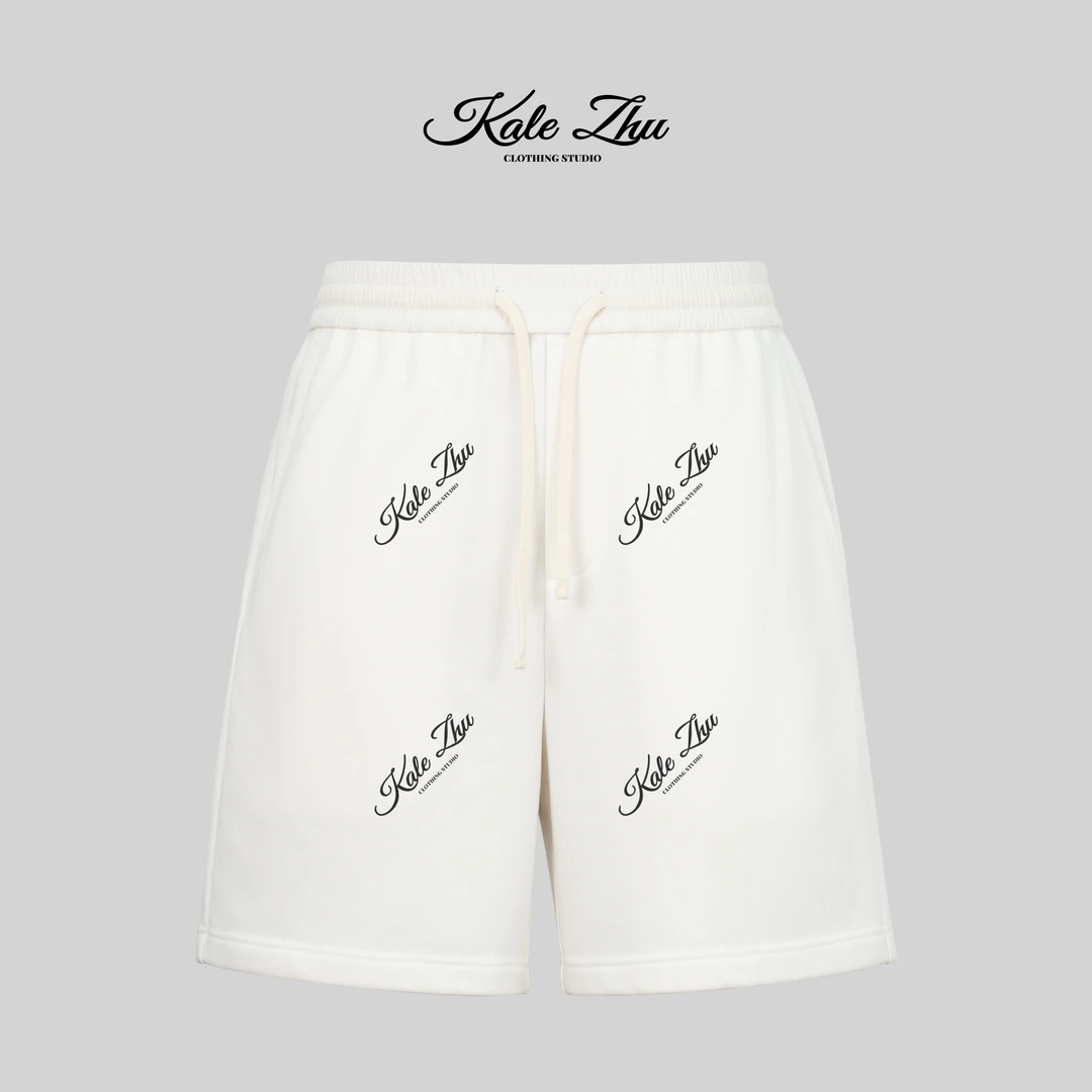 【KALE ZHU】休闲简约320G高克棉撞腰松紧抽绳简约短裤 KZZA1K380