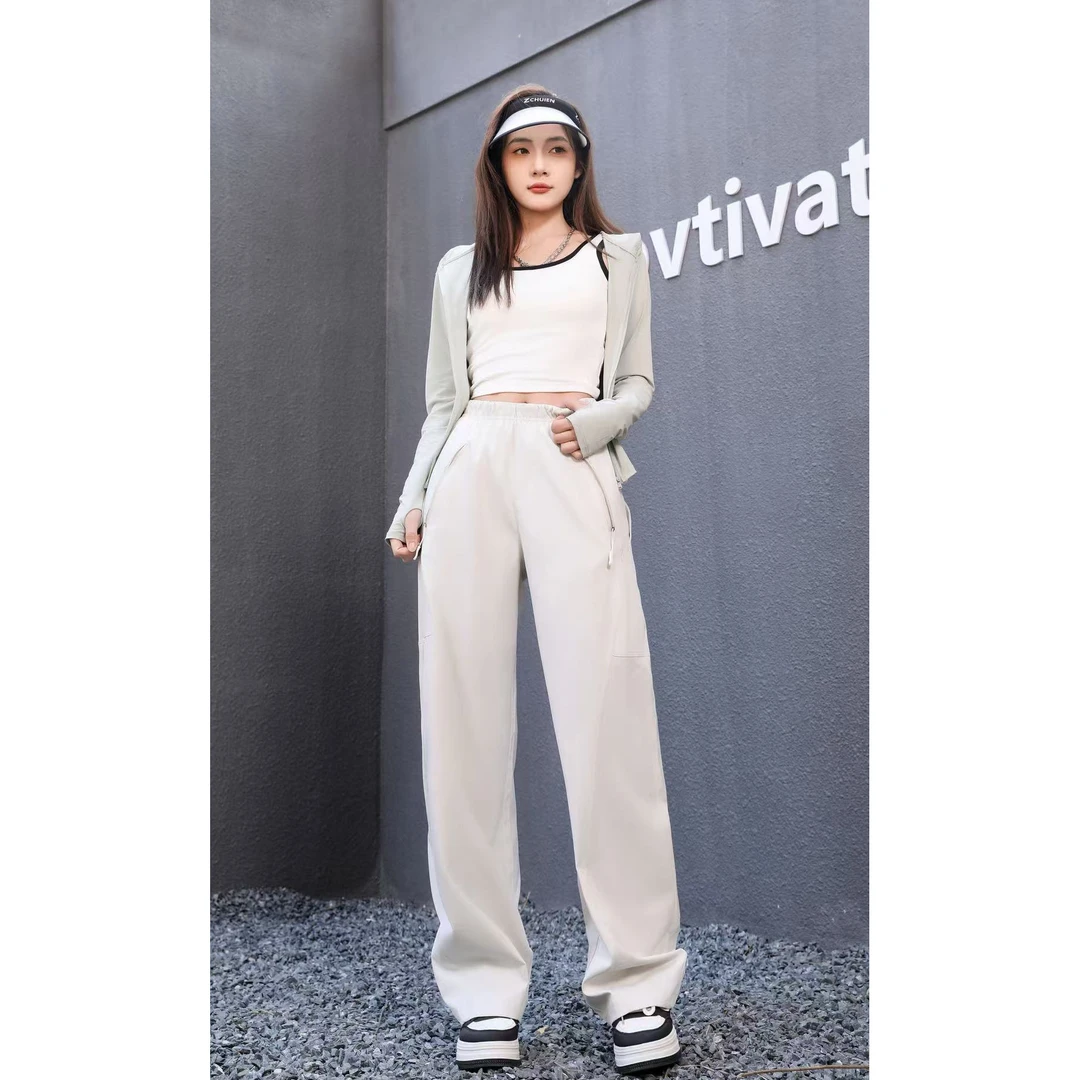 【玉姐】秋季情侣运动休闲时尚梭织弯刀裤直筒阔腿长裤f1003 J07208