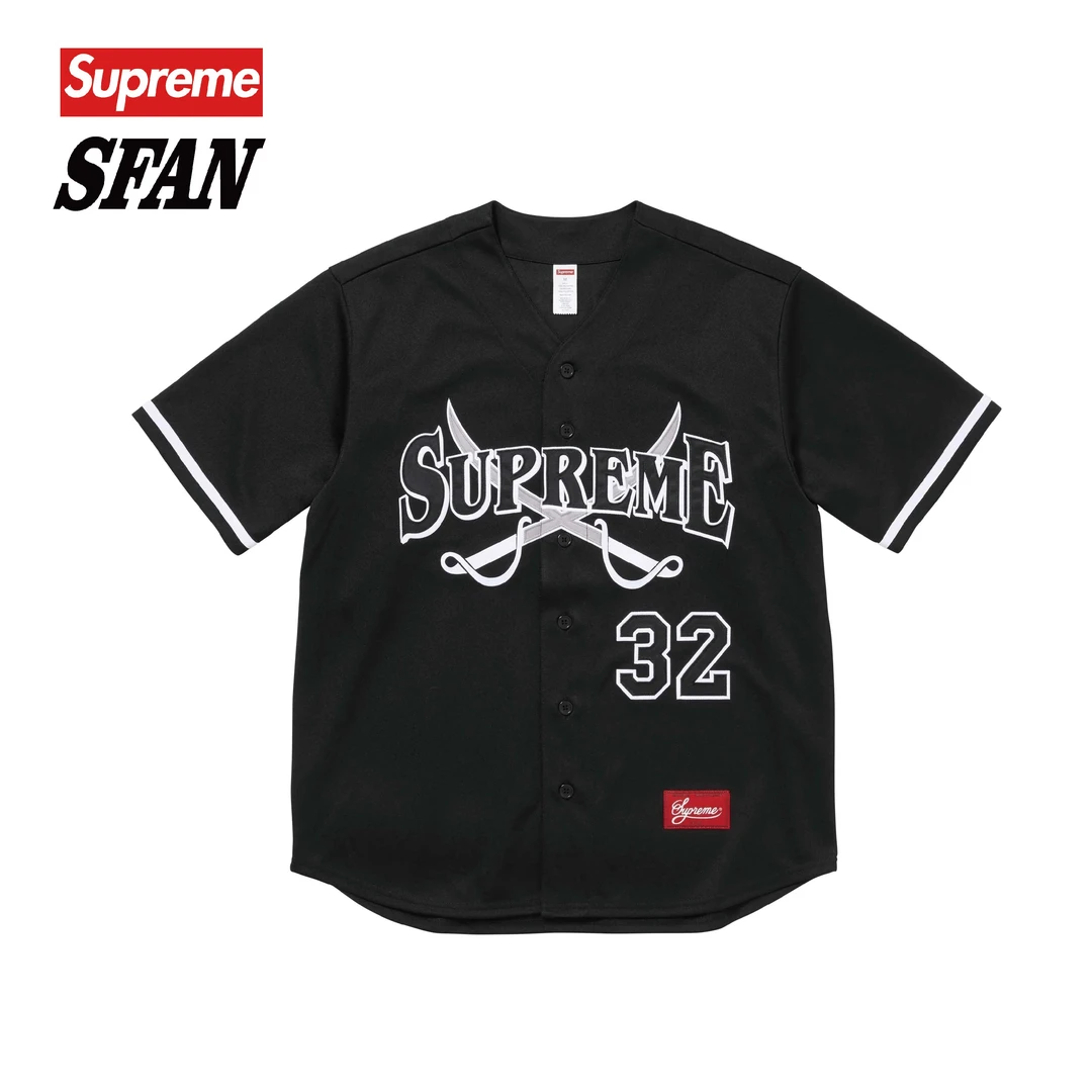 Supreme FW25 字母logo纽扣开合短袖棒球服 男女同款