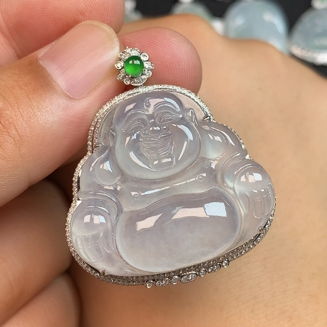 颈饰18K金镶嵌翡翠佛公