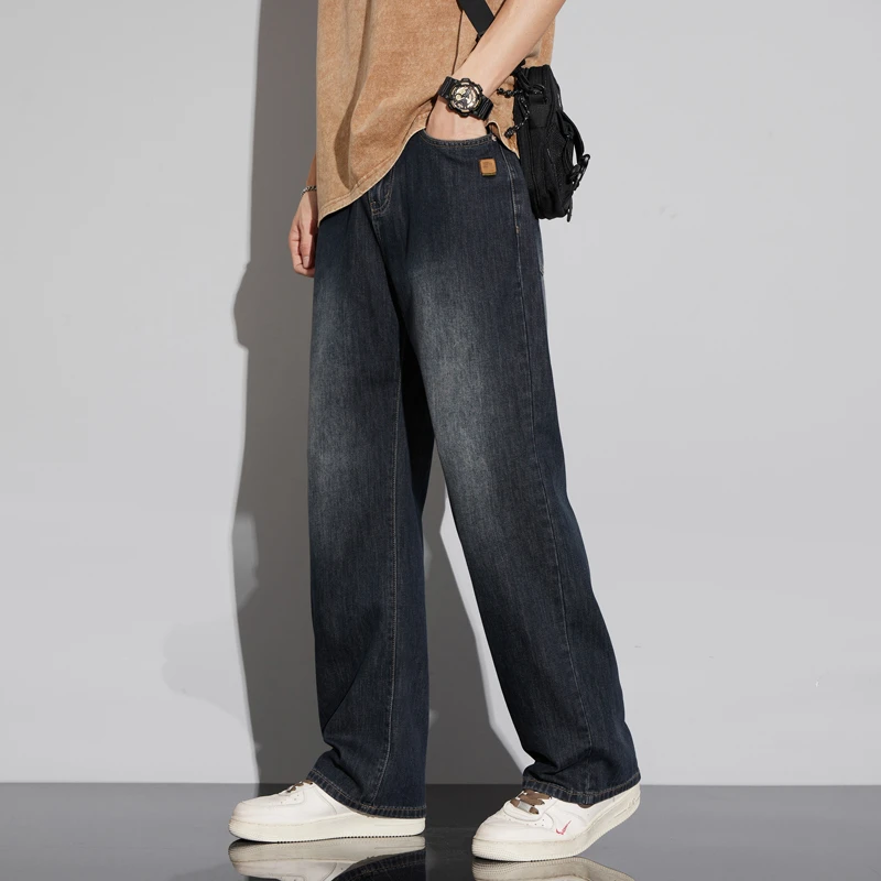 2025年秋冬款宽松直筒高棉柔软男士显瘦百搭水洗牛仔裤6848