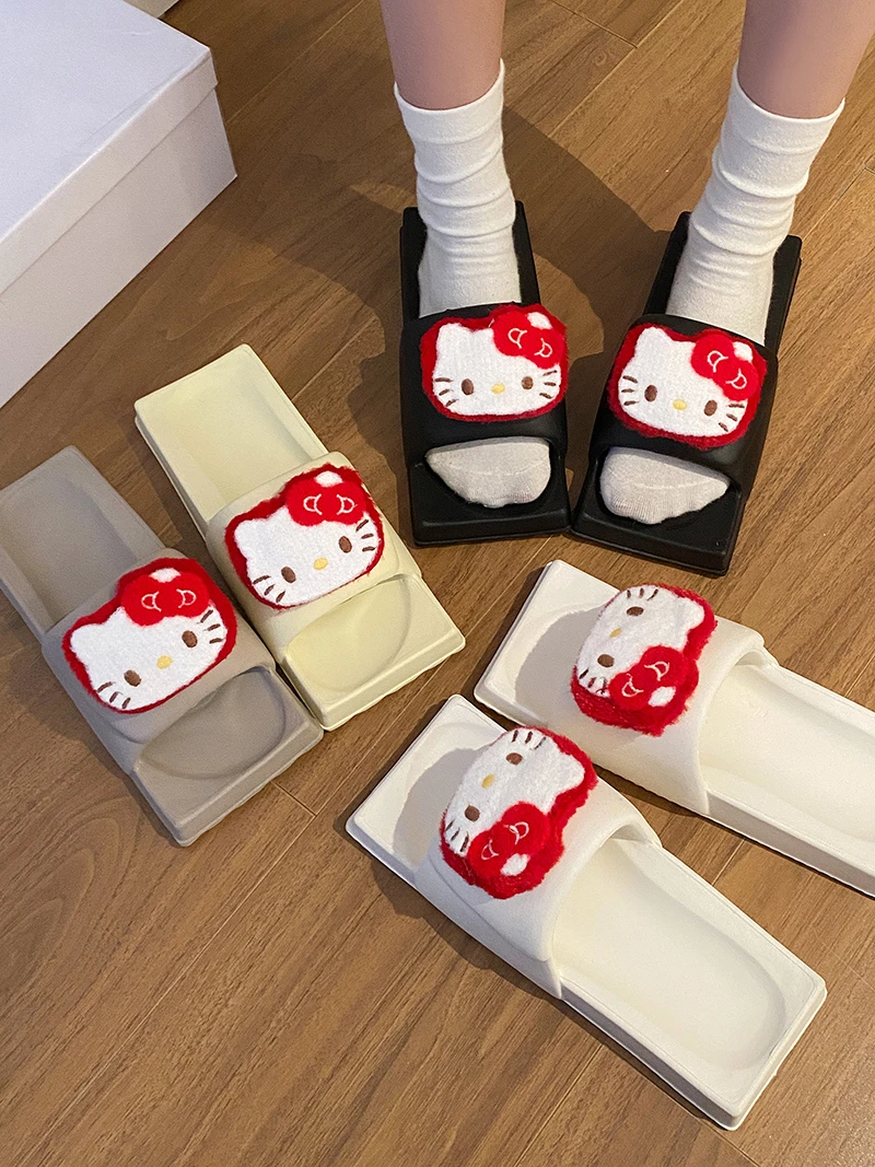 【皮卡】搞怪可爱板砖KT猫拖鞋 2025年新款高级感半拖鞋居家套装