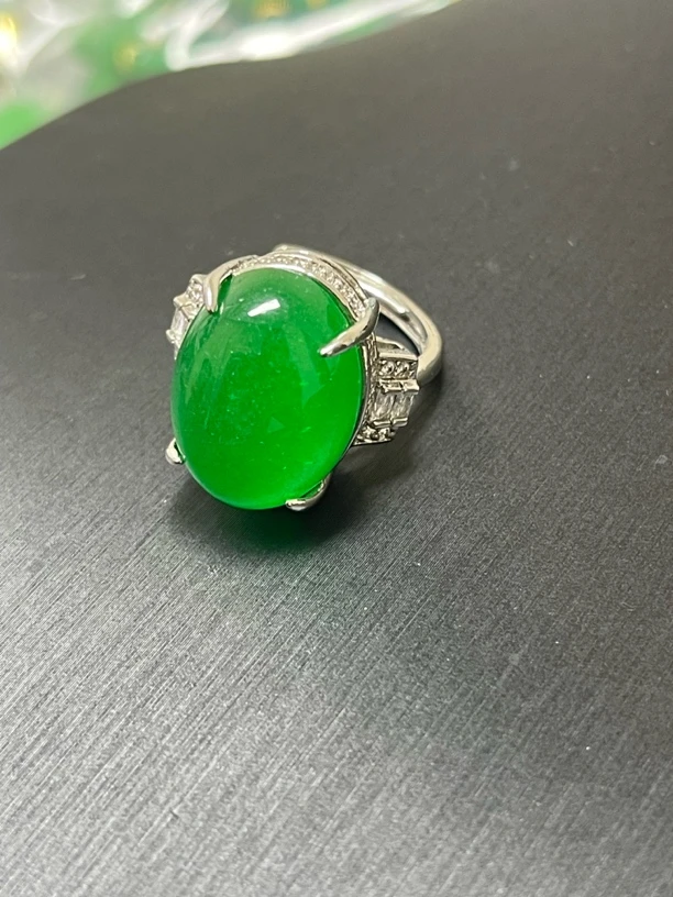 翡翠蛋面戒指s925银