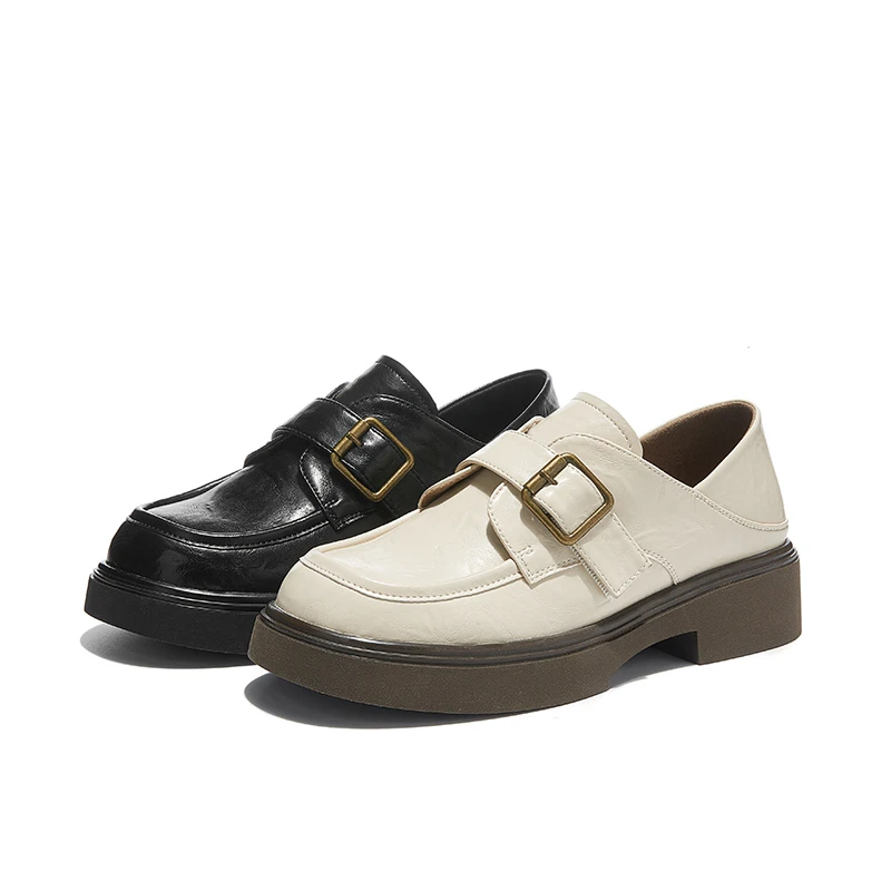 [大美专属]乐福鞋2025新款女鞋百搭厚底小皮鞋H96