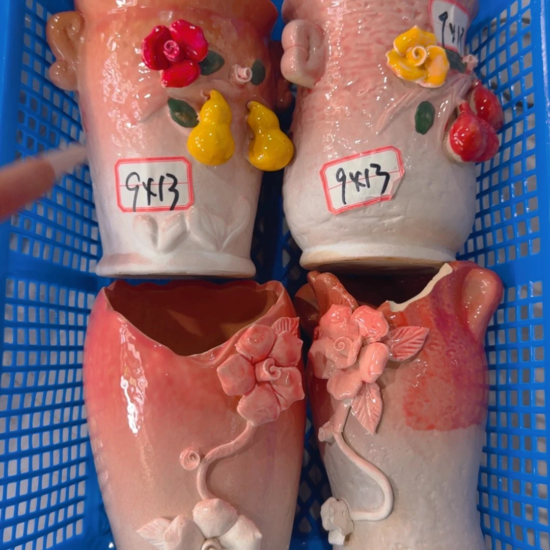 紫砂花盆粗陶精雕