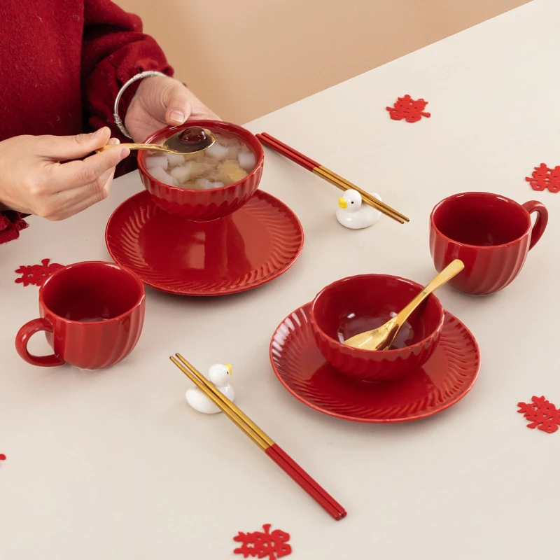 a唐呈新婚礼物送新人碗筷餐具套装结婚订婚陪嫁送闺陪嫁餐具套装