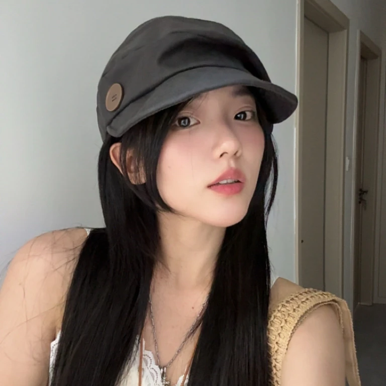贝雷帽极简风帽子女显脸小报童帽网红复古城市机能风文艺画家帽