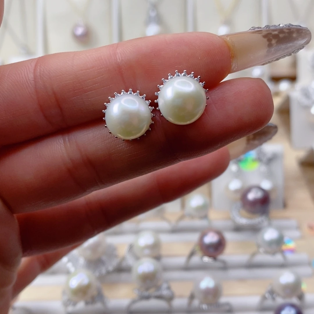 淡水珍珠耳饰合金