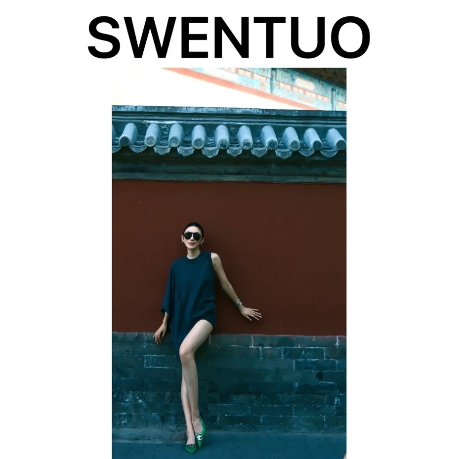 SWENTUO.西亚风设计款高级感A.B袖时尚针织上衣usd