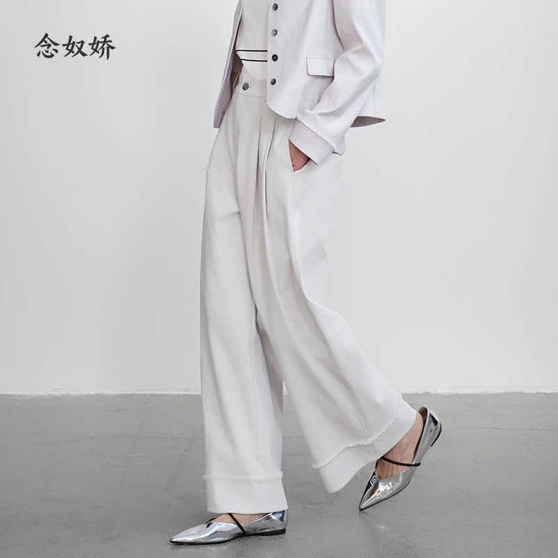 念奴娇商场同款2025春新品棉麻宽腿裤女职场气质休闲裤CNT5387
