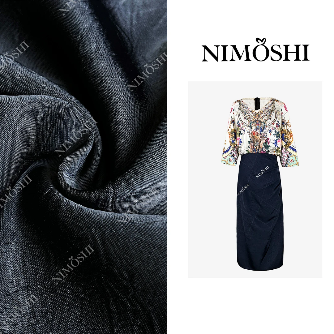 NIMOSHI莎莎夏季新款波西米亚重工钉珠印花气质显瘦连衣裙Q2026