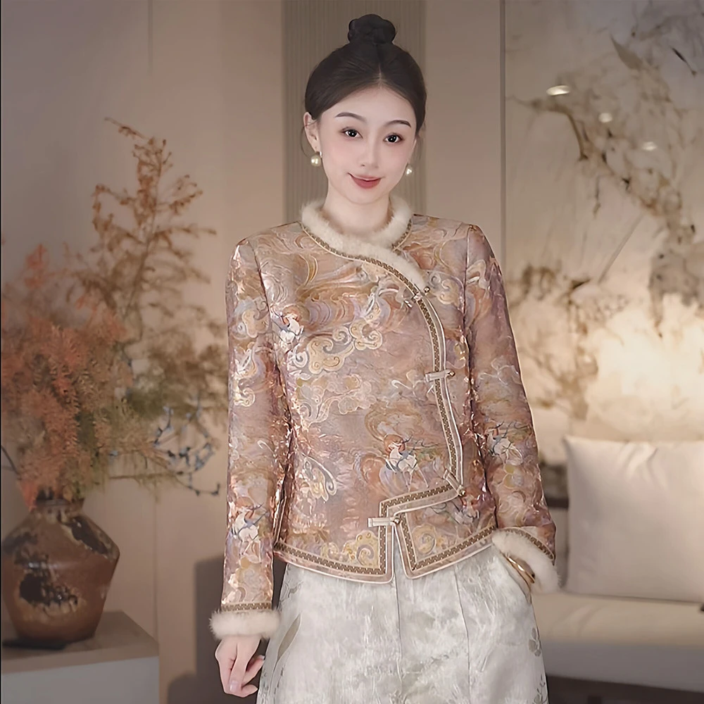 新中式国风棉服女装2025冬季宽松加厚棉袄高级感气质百搭棉衣外套