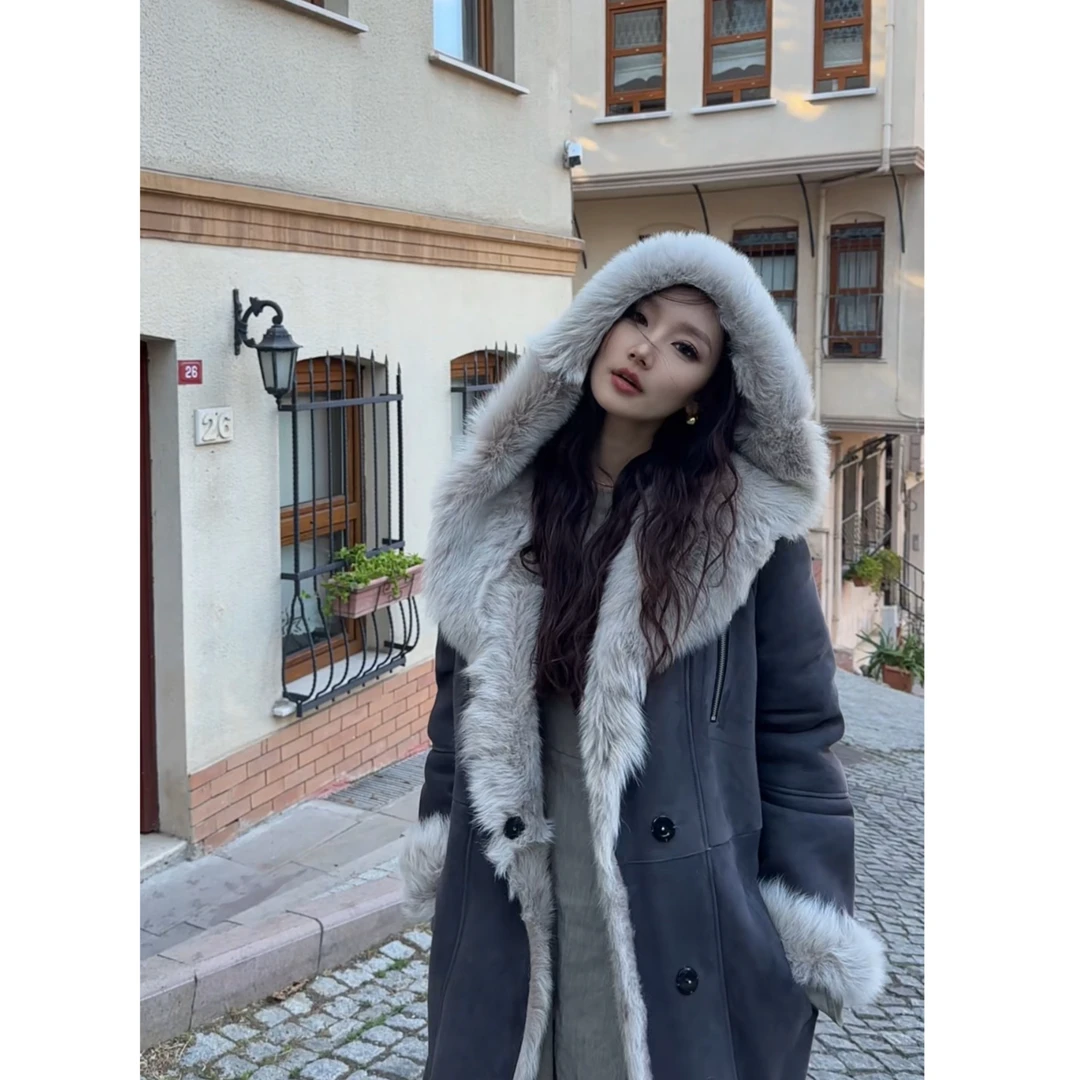 BARONY/11544时尚绒面土耳其成衣进口托斯卡纳皮草外套皮毛一体