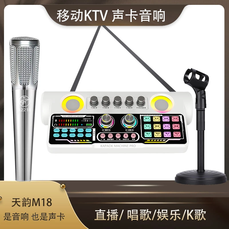 【顺丰包邮】天韵话筒声卡音响一体机k歌直播外放唱歌麦克风全套