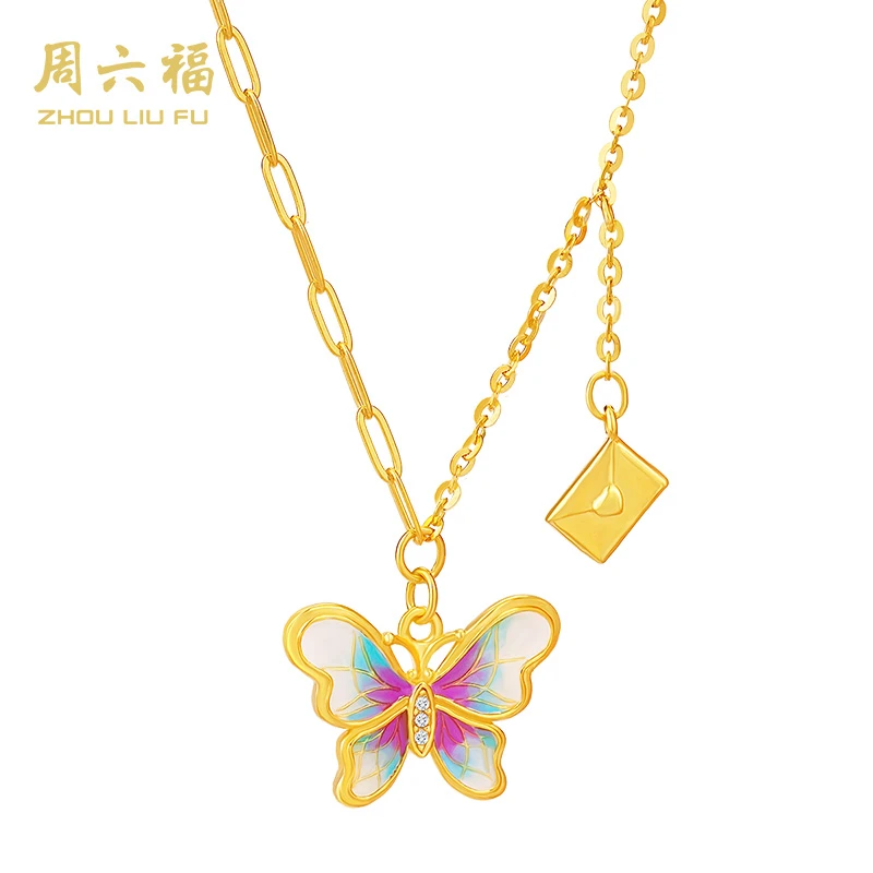 ZHOU LIU FU/周六福 坠链均925银合成锆石 蝴蝶告白套链-Y6647-主