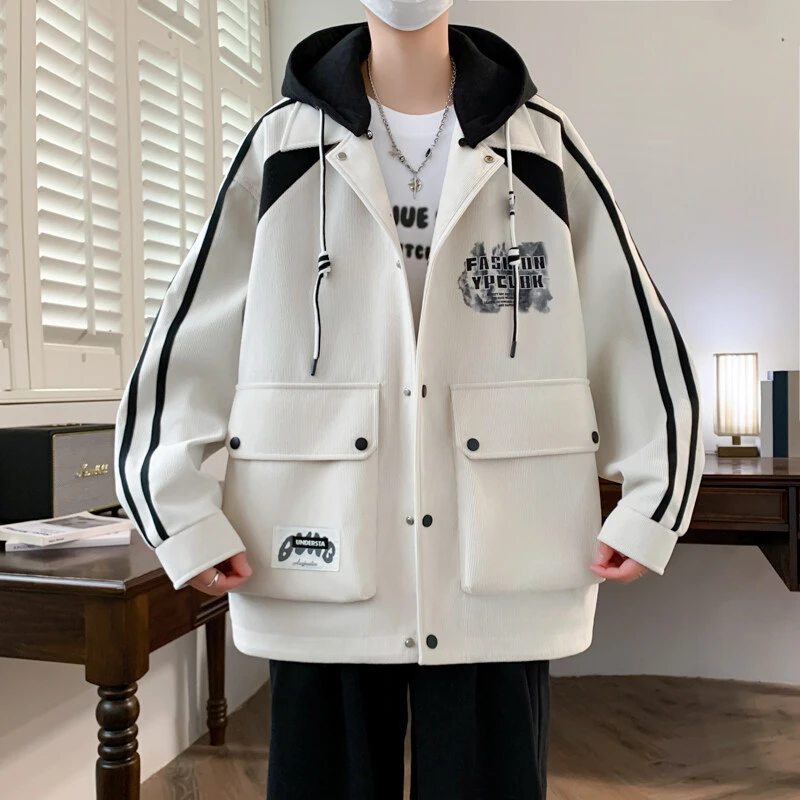 青少年学生休闲连帽开衫夹克男春秋新款舒适潮流宽松百搭夹克外套