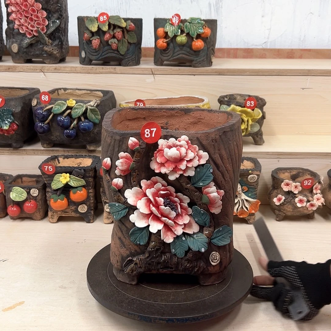 紫砂花盆87号微瑕内口18.5×14.5外高25
