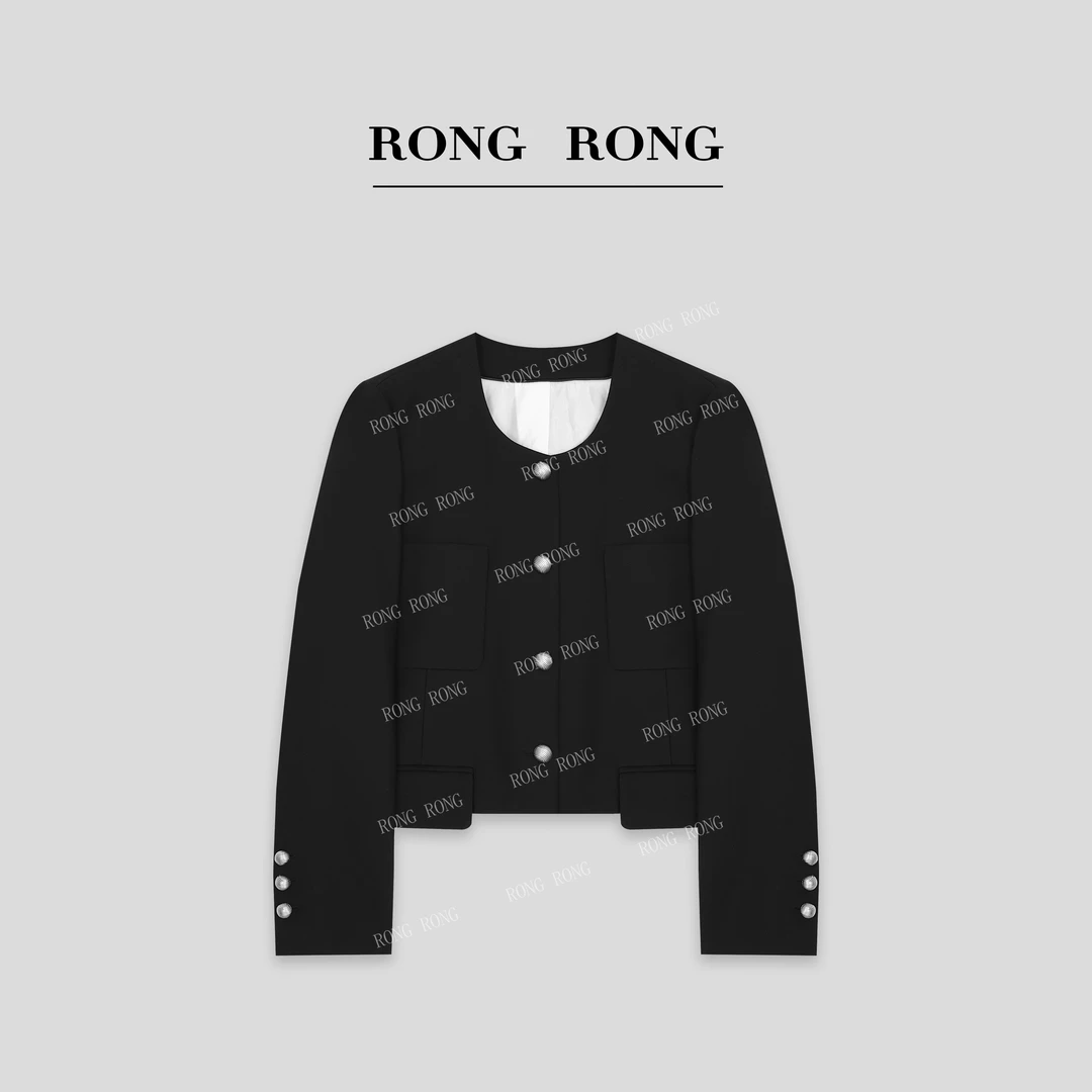 溶溶J【绅士主调】RONGRONG 绵羊毛立体剪裁短款西装外套C-S210733