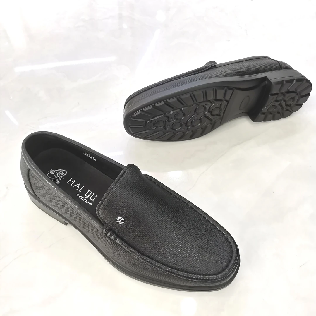 休闲鞋休闲风一脚蹬黑色休闲皮鞋百搭商务风豆豆鞋夏季