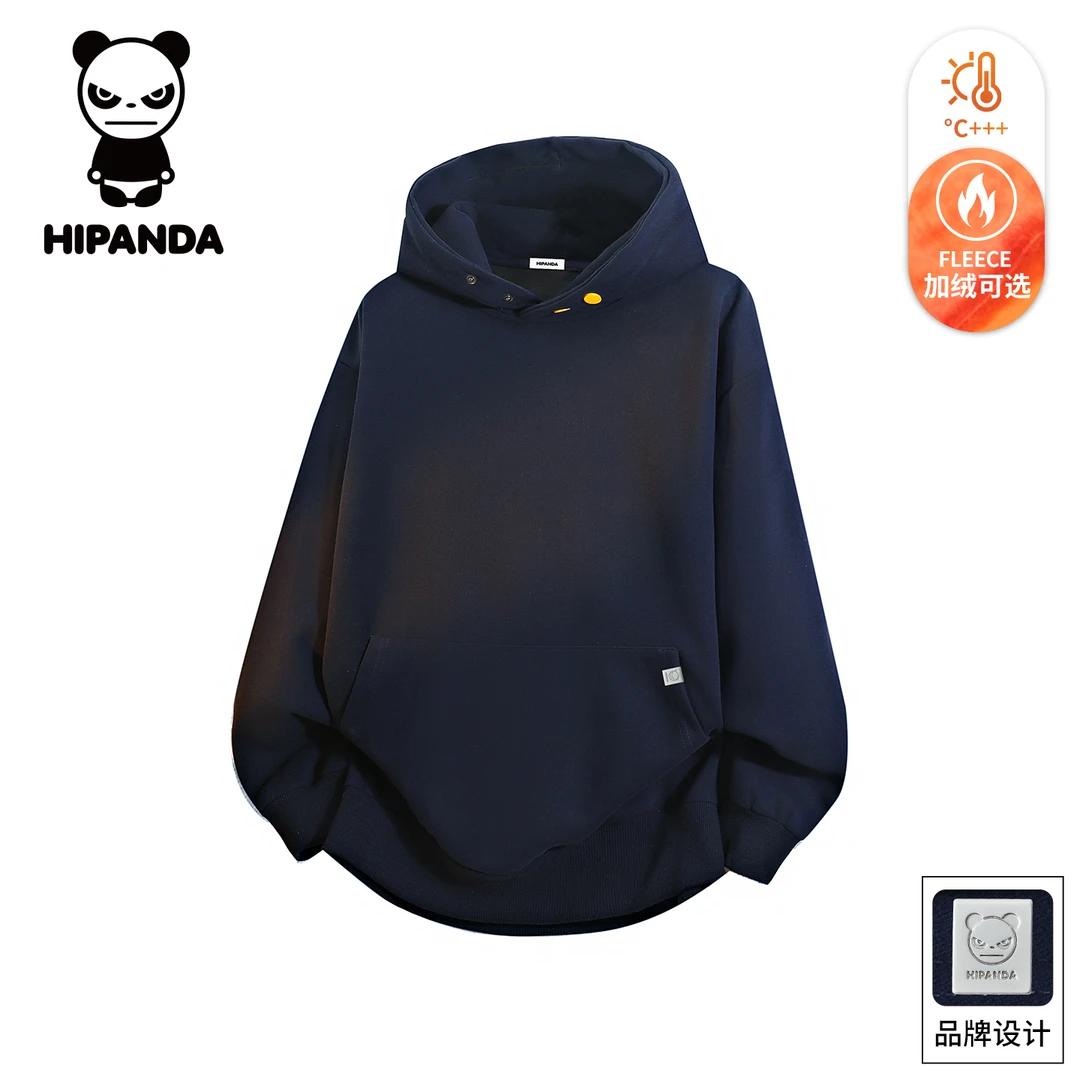 Hi Panda你好熊猫重磅连帽卫衣男士2025秋冬加绒宽松百搭休闲上衣
