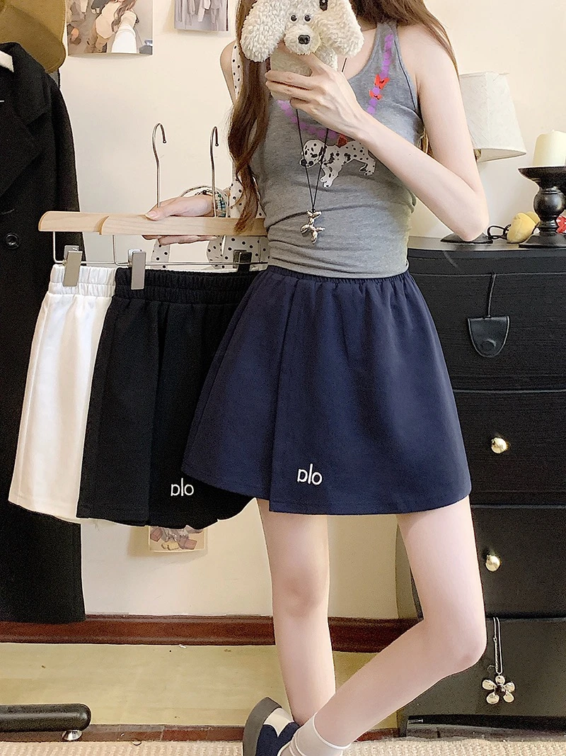 夏季休闲印花字母A字半身裙裤显瘦百搭2025新款大码女装时尚短裤