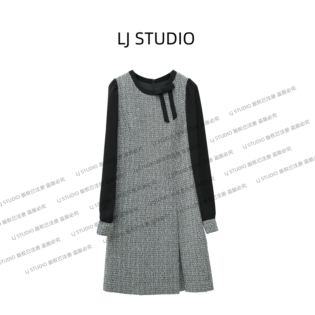 秀秀【UKKU】早秋小香连衣裙新款时尚女士长裙高定成衣LJ0045