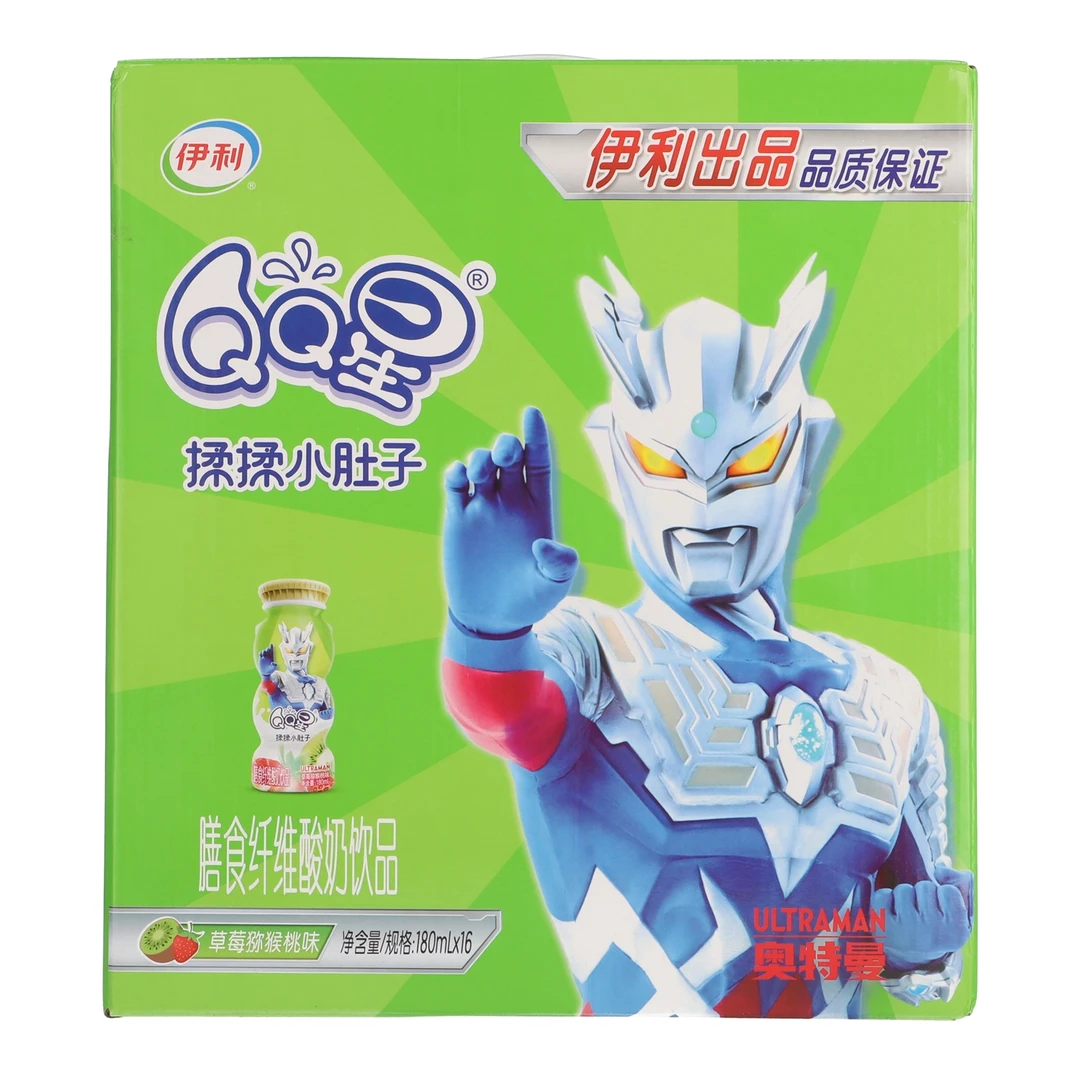 QQ星膳食纤维酸奶饮品草莓猕猴桃味 （180ml*16）10月