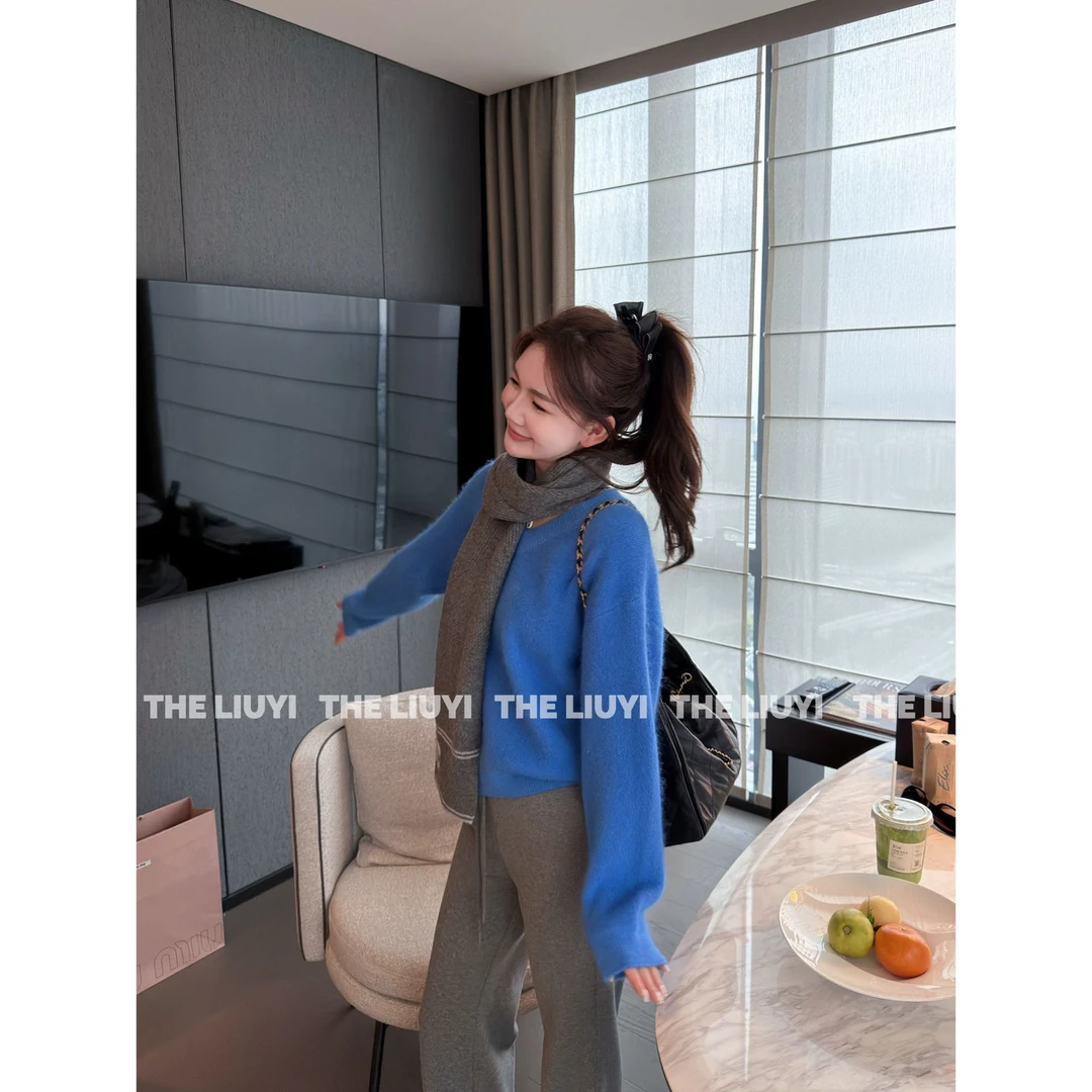 【LIUYI】柔柔云朵~兔毛混纺V领显瘦柔软保暖毛衣51022A1