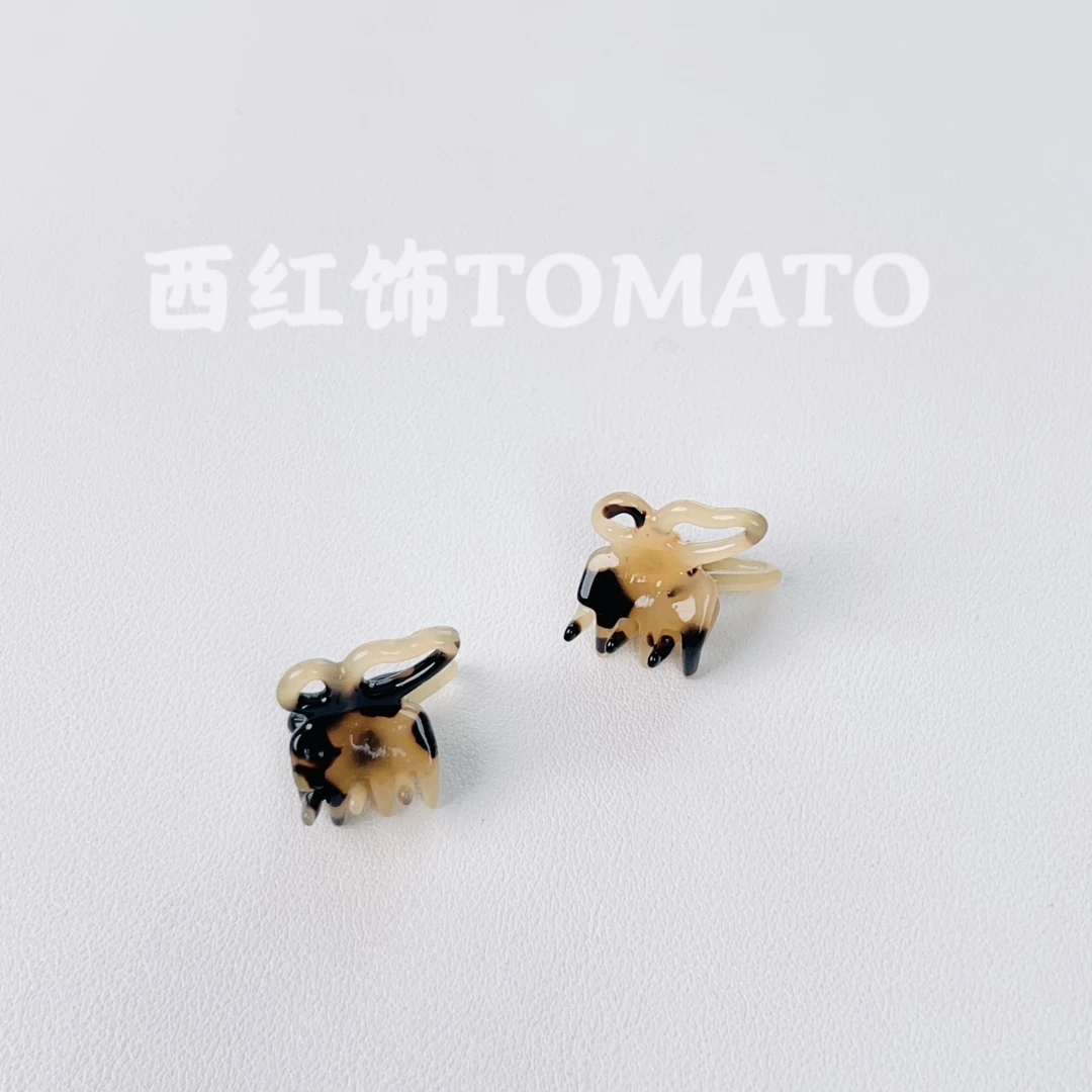 西红饰TOMATO韩国东大门醋酸豹纹蝴蝶结百搭刘海抓夹