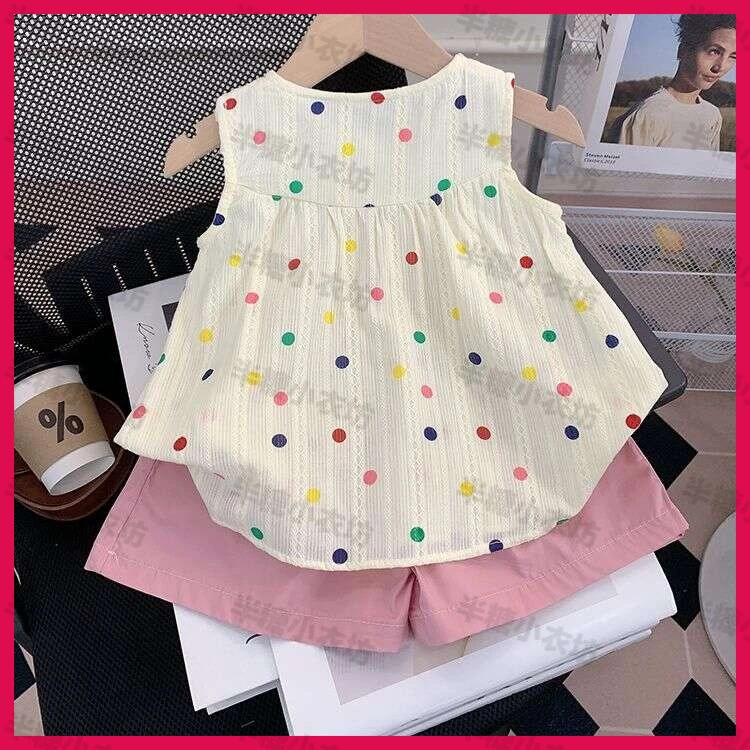 女童套装2025夏装新款韩版儿童洋气背心宝宝夏季薄款短裤两件套潮