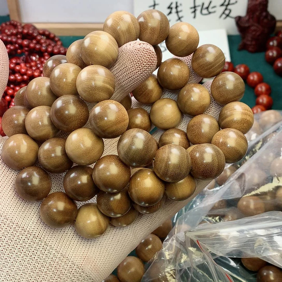 檀香木手串/手链18迈索尔正区爆满鱼籽黑肉横纹虎皮