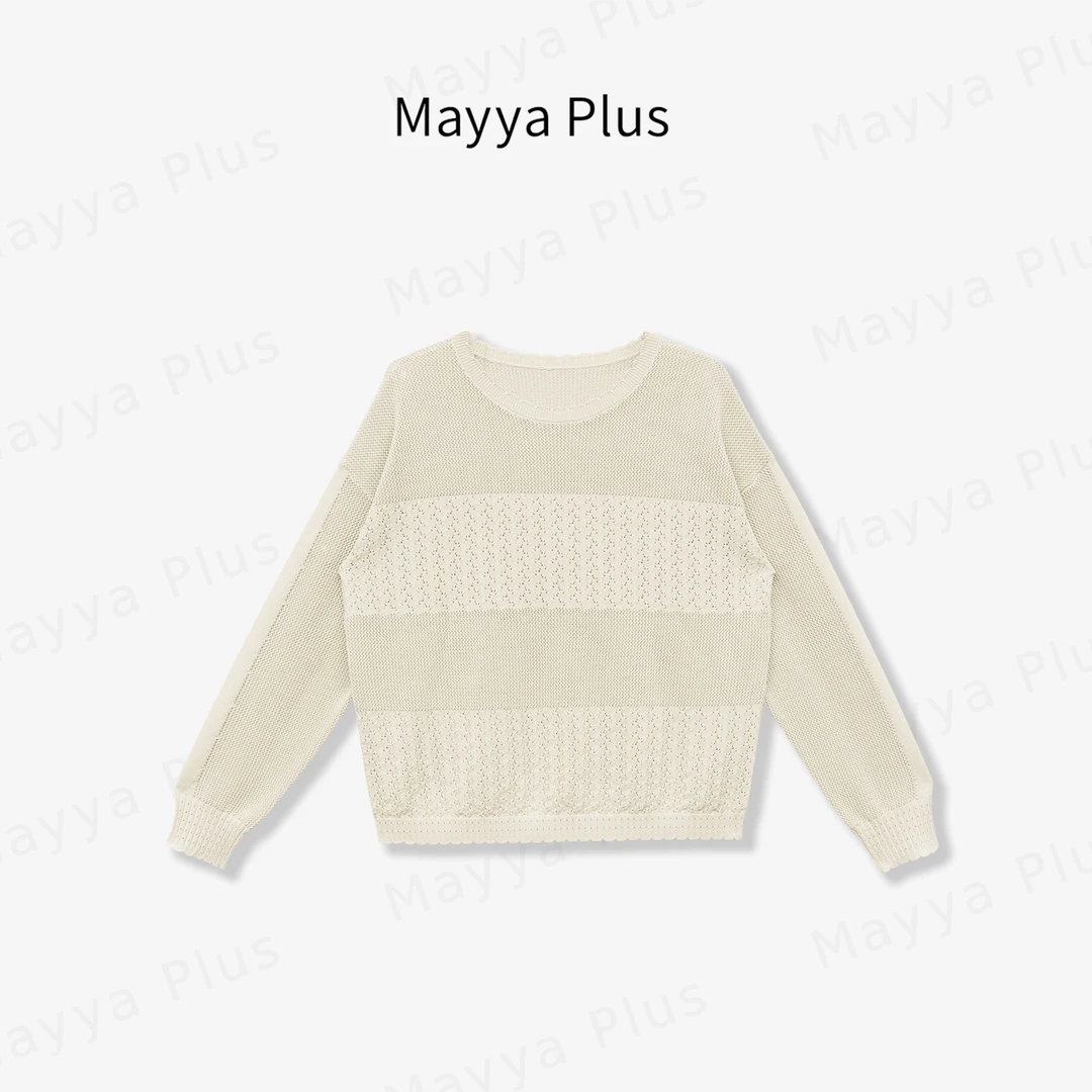 【香草奶盖】Mayya Plus麦芽定制慵懒风针织衫圆领休闲上衣32516002