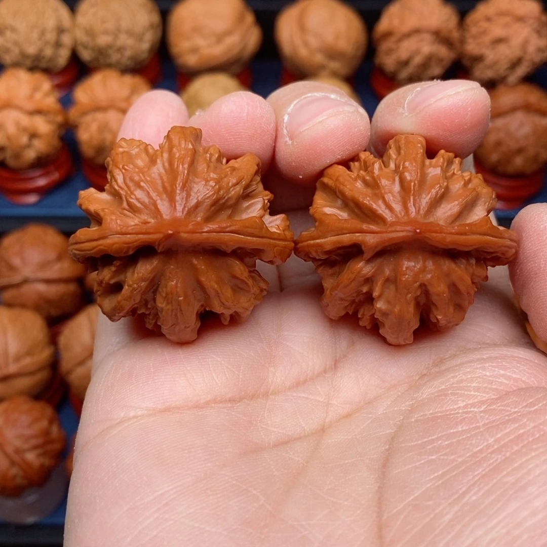 把件文玩核桃手捻野生精品火焰八棱