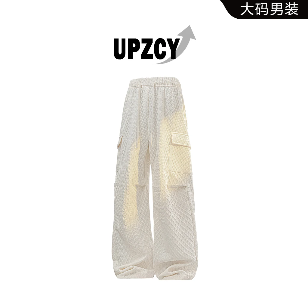 UPZCY春秋大码提花休闲裤男新款宽松休闲直筒工装裤轻奢痞帅男装