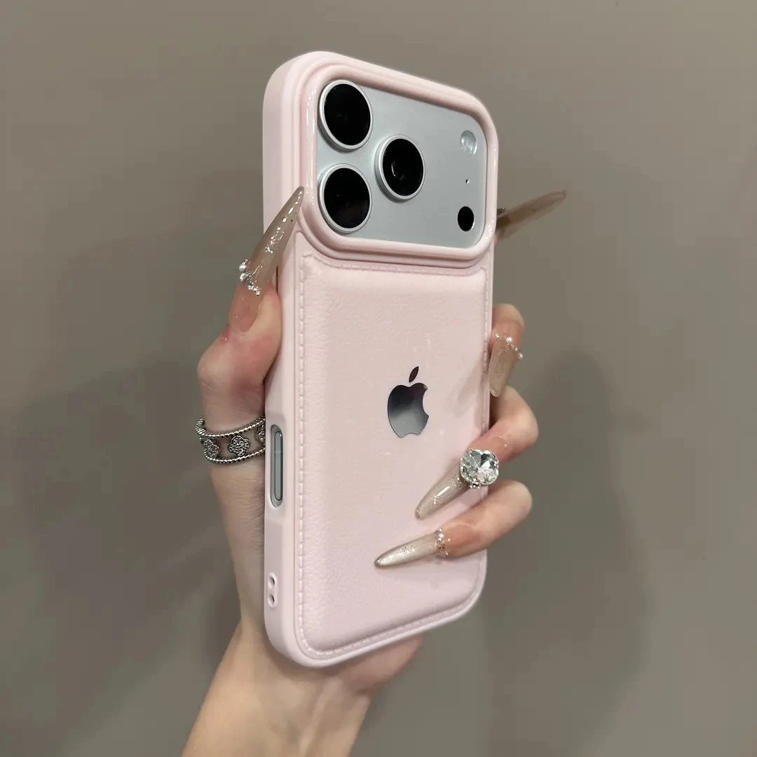 新款简约纯色荔枝纹适用iPhone17promax手机壳苹果16防摔15高档14