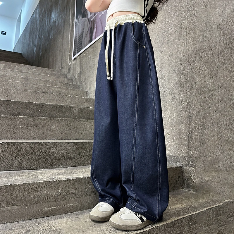 儿童秋装2025年新款大女童装薄款裤子春秋款水洗牛仔裤秋季直筒裤