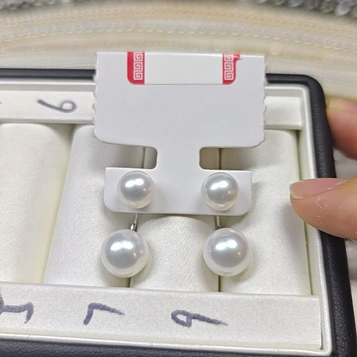 银S925镶嵌淡水珍珠耳饰