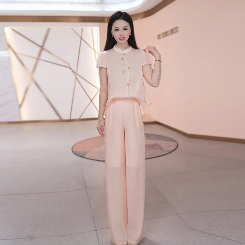 【两件套】夏季时尚轻熟洋气休闲显瘦减龄短袖女装套裤