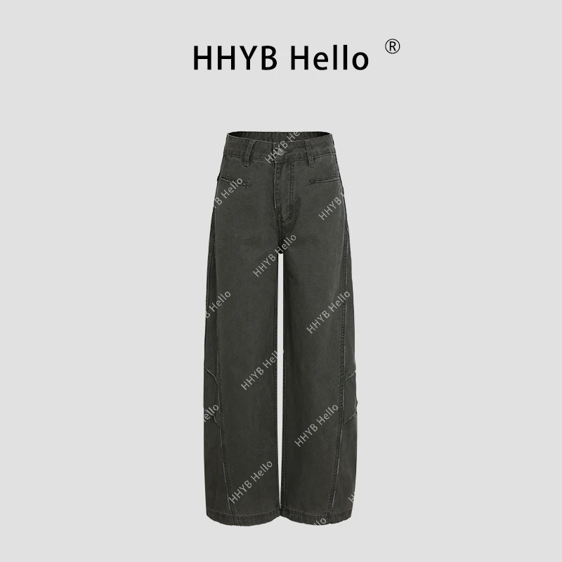 HHYB Hello【Q】售完不补夏百搭拼接结构简约休闲工装裤女Q254084