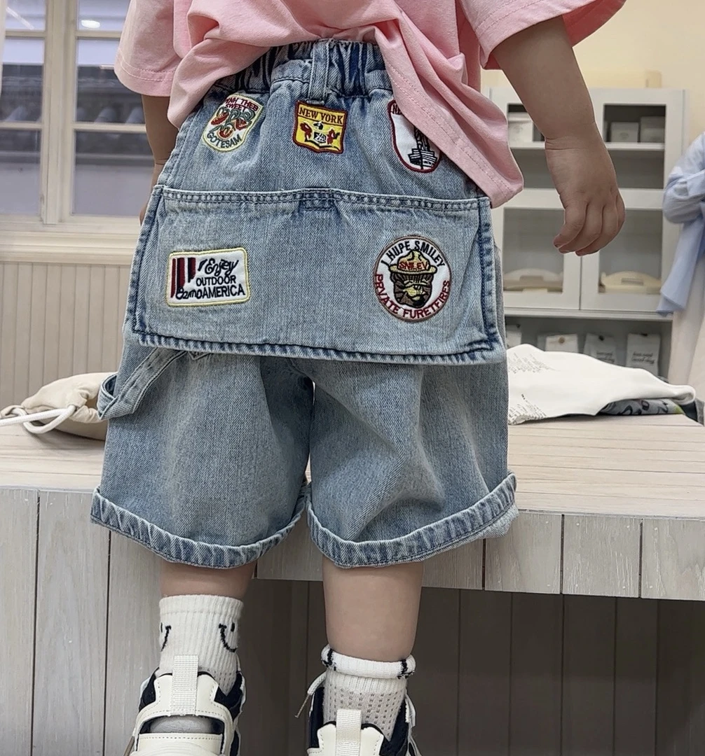 【棉逗熊夏款】男童韩版夏季休闲中大童百搭牛仔裤-15276