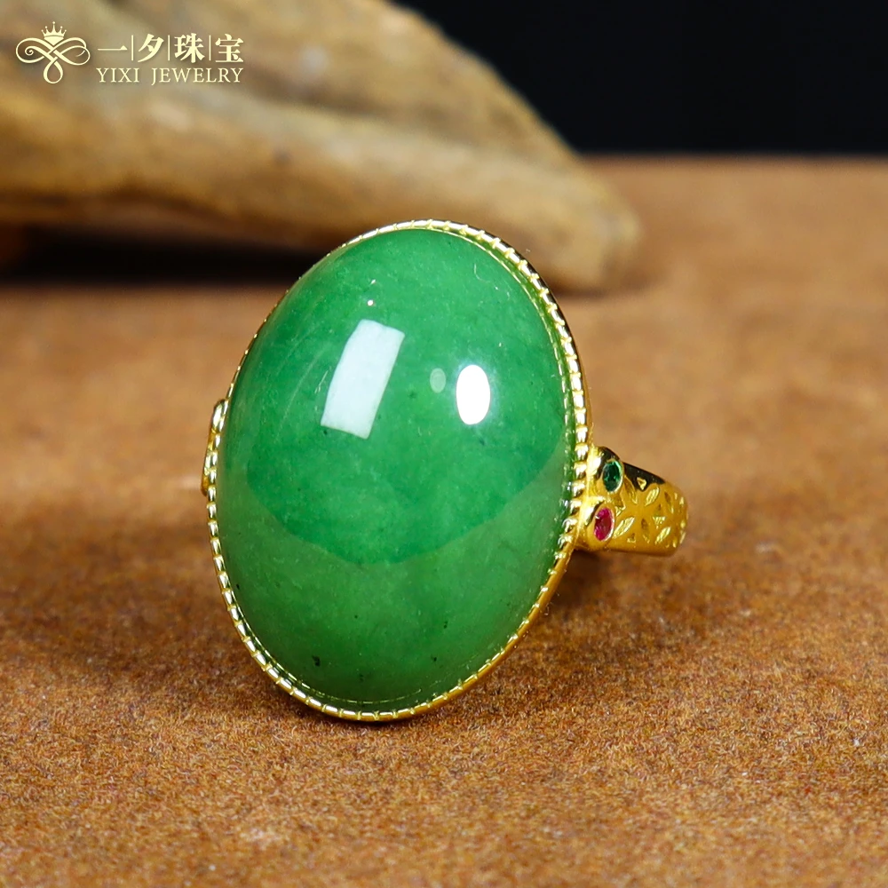 【一夕珠宝】 S925银丨和田玉蛋面戒指丨天然玉石丨多样性发一丨