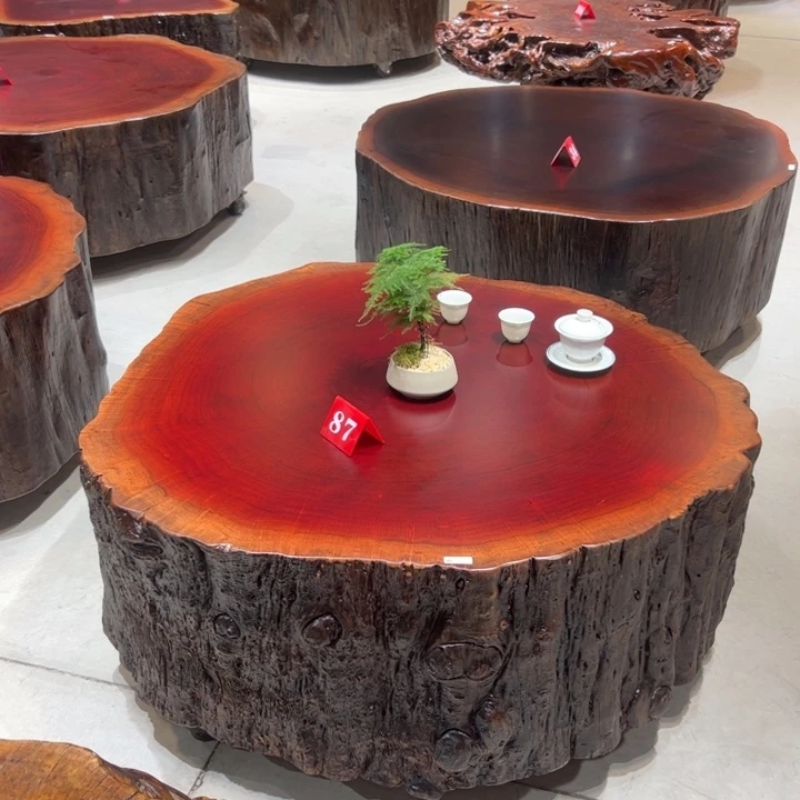 王***磊木原木树墩桌带四个凳子