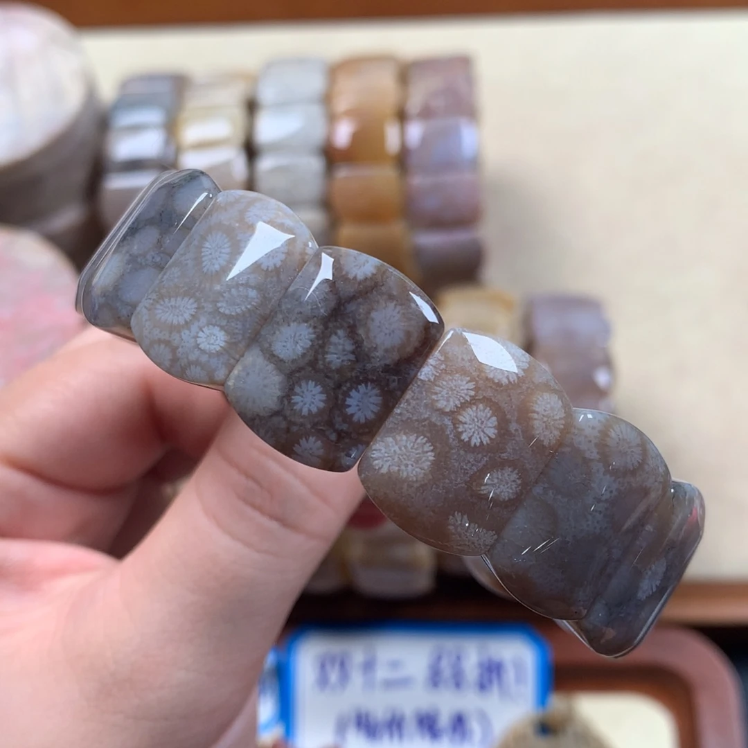 未镶嵌手排漏150/个。03硅化珊瑚（珊瑚玉）