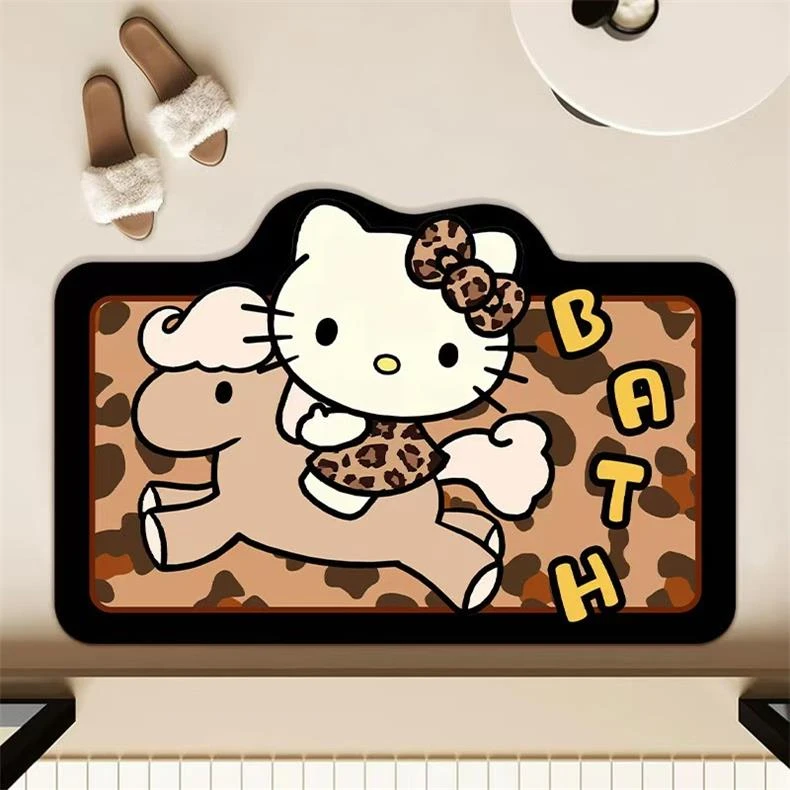 卡通Kitty地垫入户门卫生间浴室防滑脚垫硅藻泥吸水速干地垫N