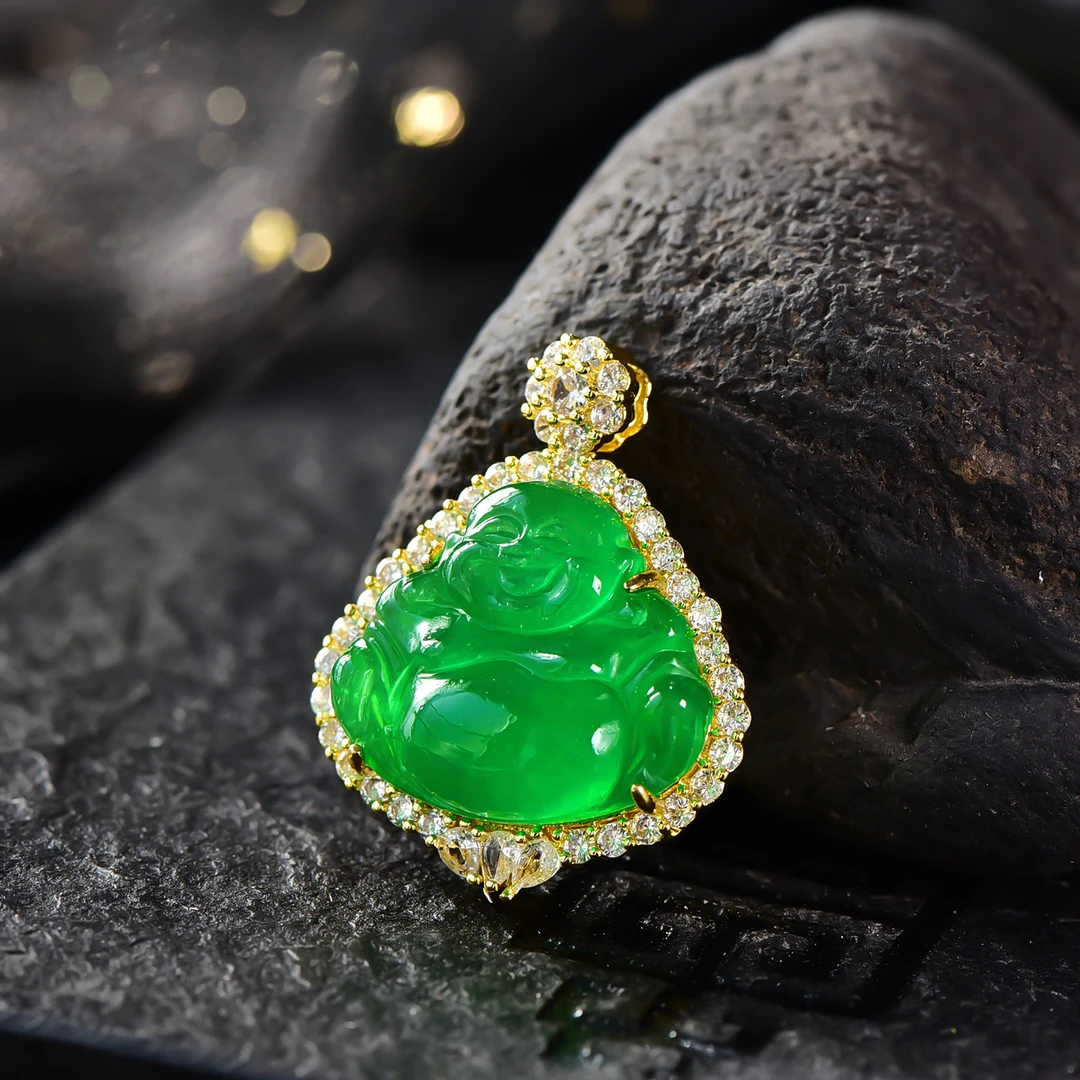 FD3920高冰满绿藏收佛公吊坠【配链】
