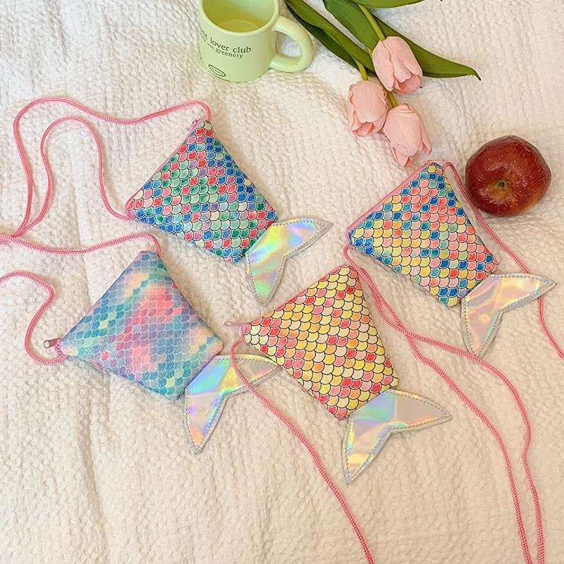 亮片美人鱼幼儿零钱包迷你休闲宝宝小包包女童洋气儿童小斜挎包潮