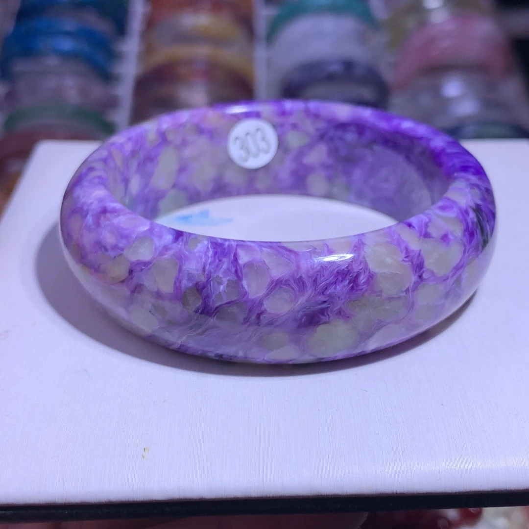 水晶银S925镶嵌手镯紫龙晶58.2圈303